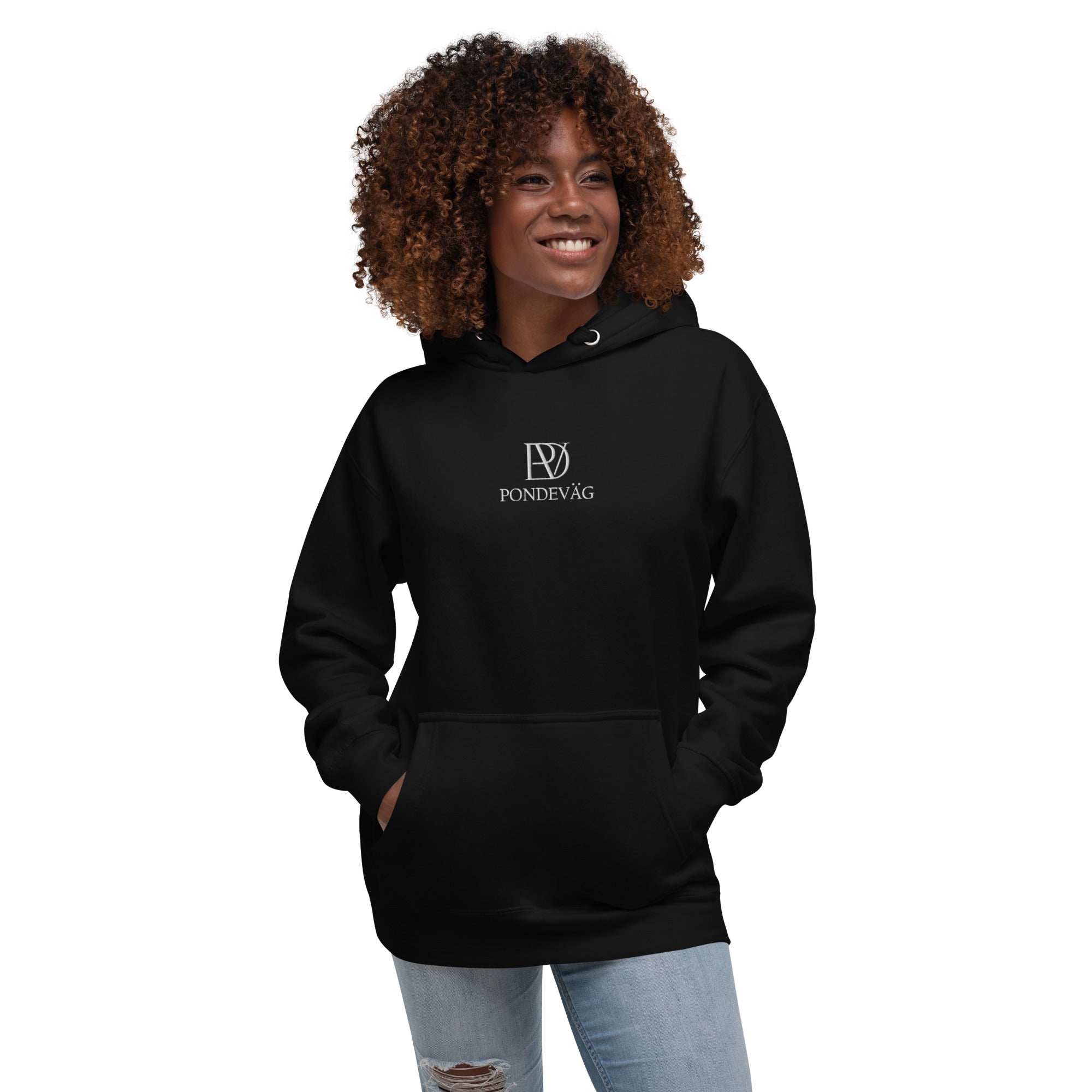 "The PonDeVag Embroidered Classic Hoodie" in Black