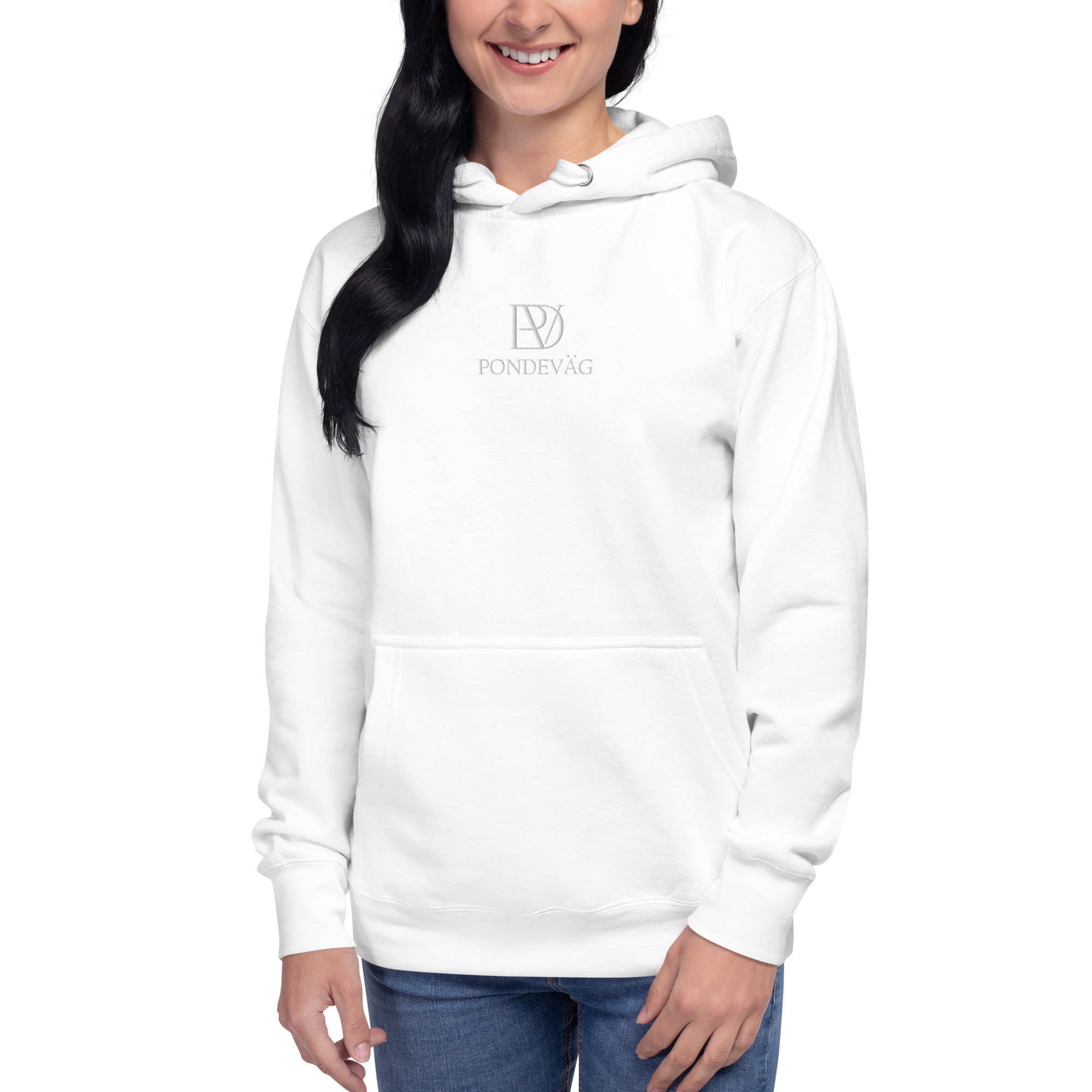 "The PonDeVag Embroidered Classic Hoodie" in White