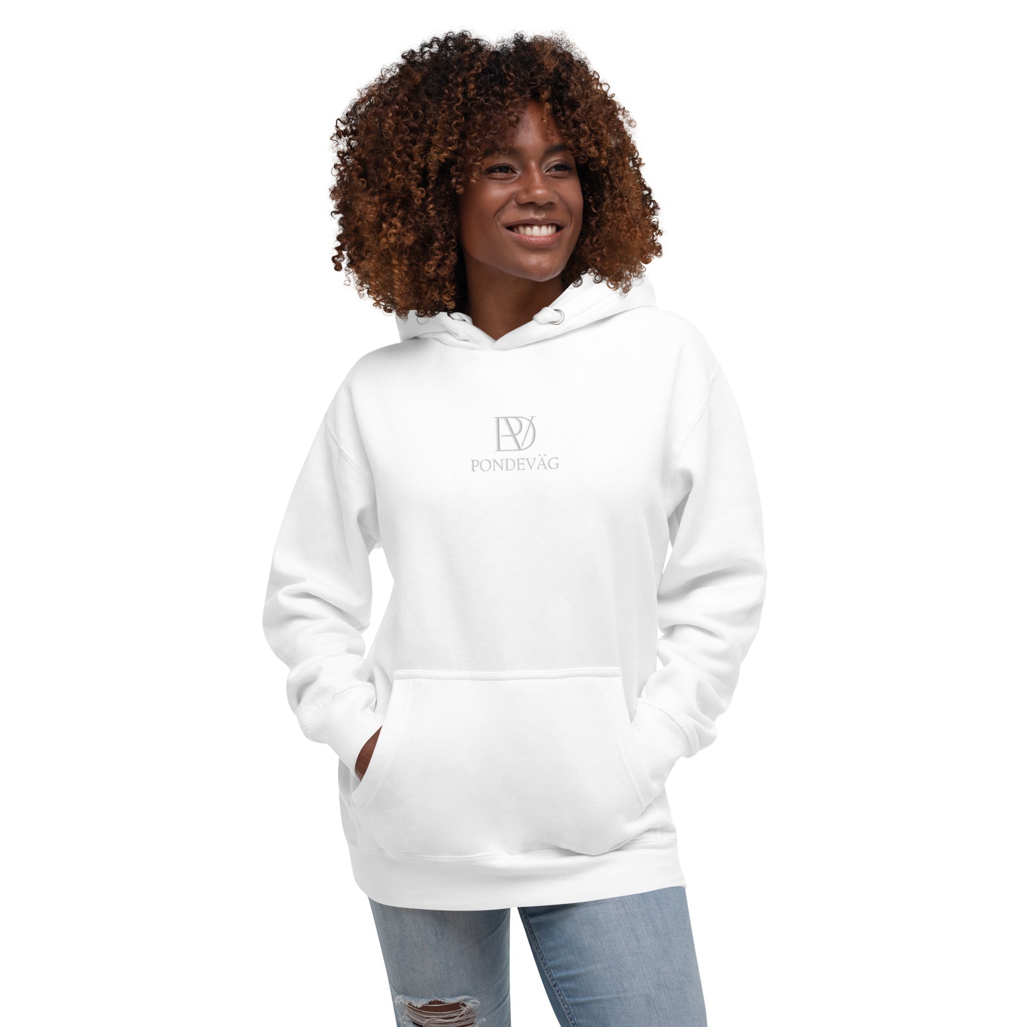 "The PonDeVag Embroidered Classic Hoodie" in White